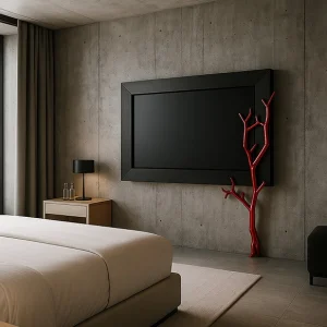 Custom digital frame in a luxury hotel room